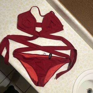 Adore Me, red bathing suit